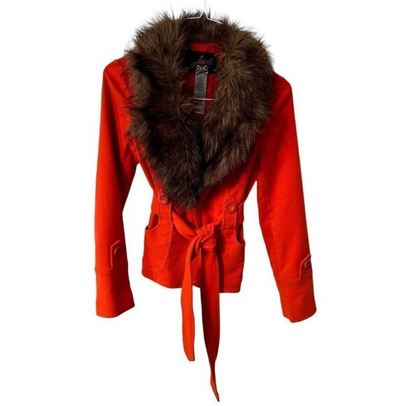 Jack By Bb Dakota Faux Fur Size Small Burnt Orange‎ Jacket Coat - Picture 1 of 3